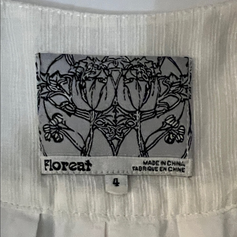 Floreat Anthropologie Vintage Cream Art Nouveau Appliqué Midi Dress Size 4 - Picture 10 of 13